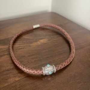Brighton Brown Leather Bracelet with Silver/Turquoise Accents